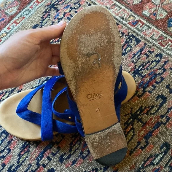 Chloé blue fur sandals - Picture 3 of 4